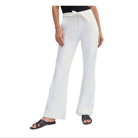 Jen7 by 7 For All Mankind Belted Wide Leg Trouser Pants Size 18 Off White NWT - Picture 1 of 16
